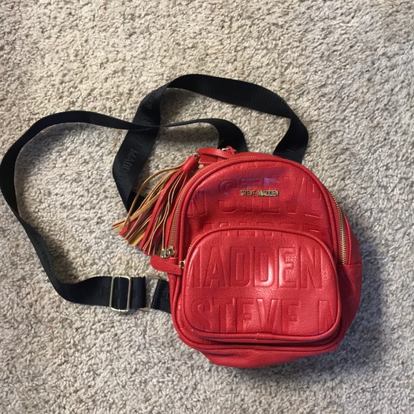 steve madden red mini backpack